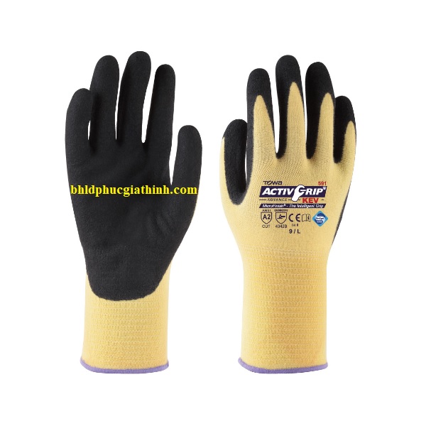 Găng tay chống dầu chống cắt cấp độ 3 Towa ActivGrip Advance KEV 591 Nhật Bản