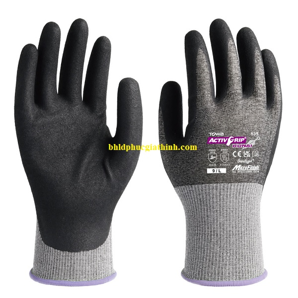 Găng tay chống dầu chống cắt cấp độ 5 Towa ActivGrip Kunai 535 Nhật Bản dùng được với màn hình cảm ứng