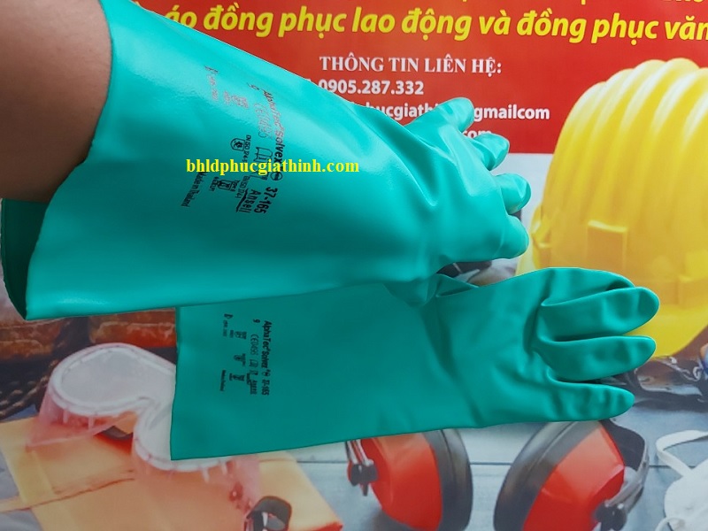 Găng tay công nghiệp chống hoá chất Ansell 37-165 chất liệu Nitrile