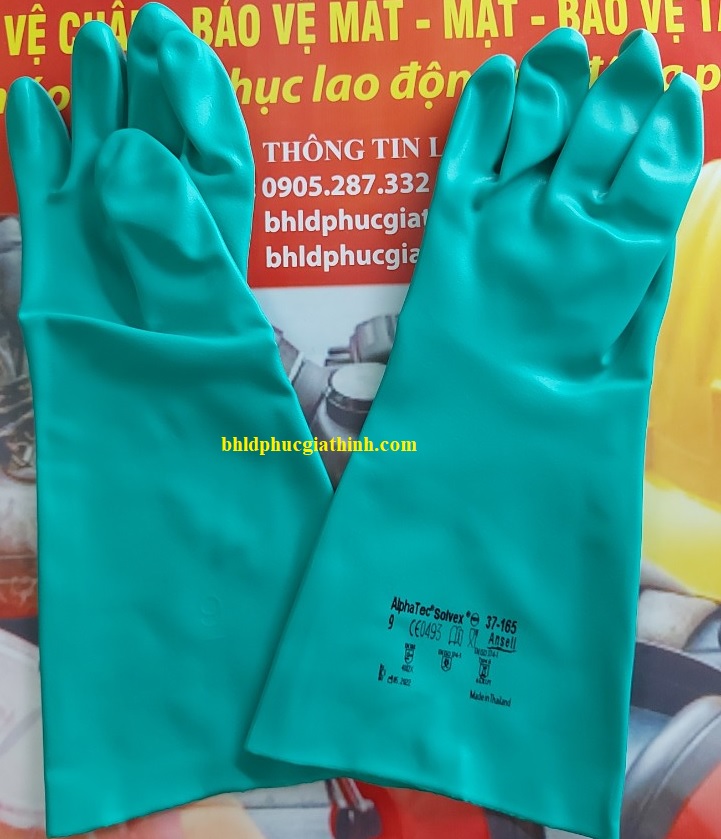 Găng tay công nghiệp chống hoá chất Ansell 37-165 chất liệu Nitrile