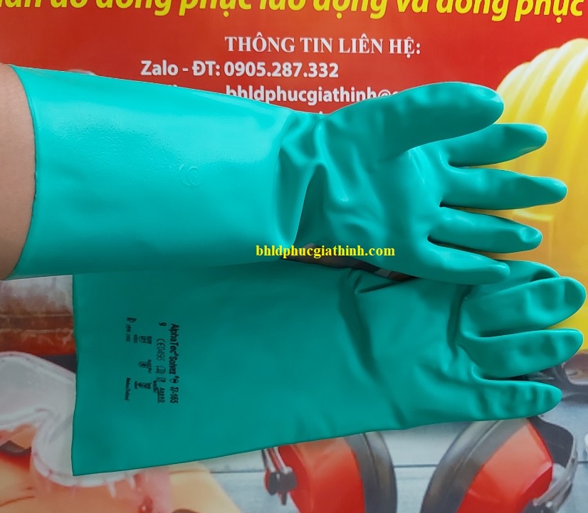 Găng tay công nghiệp chống hoá chất Ansell 37-165 chất liệu Nitrile