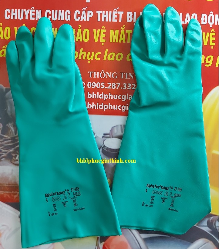 Găng tay công nghiệp chống hoá chất Ansell 37-165 chất liệu Nitrile