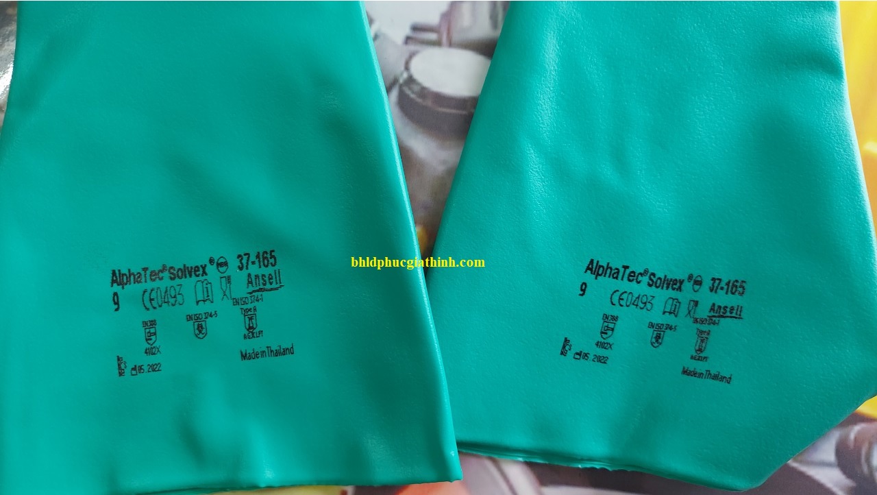 Găng tay công nghiệp chống hoá chất Ansell 37-165 chất liệu Nitrile