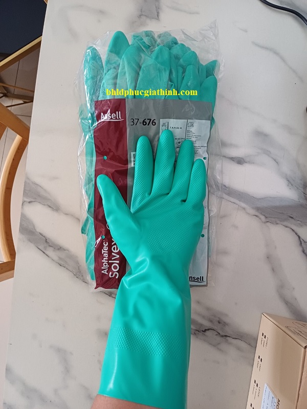 Găng tay chống hoá chất chống dầu Ansell 37-676 dùng được nhiều lần