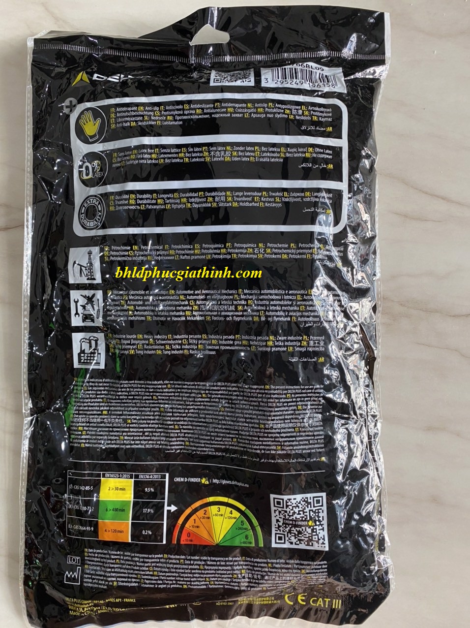 GĂNG TAY CHỐNG HOÁ CHẤT DELTA PLUS VE766 DÀI 62CM