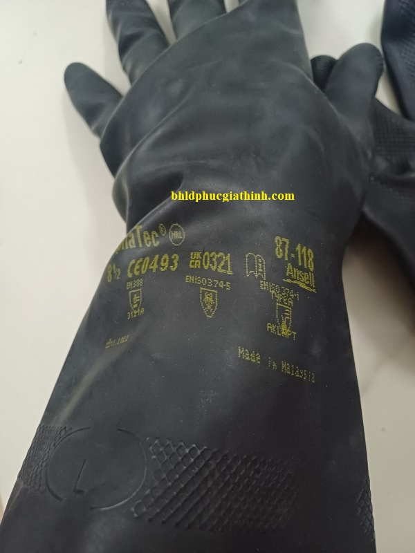 Găng tay chống Axit H2SO4 96% và chống hoá chất Ansell Alphatec 87-118