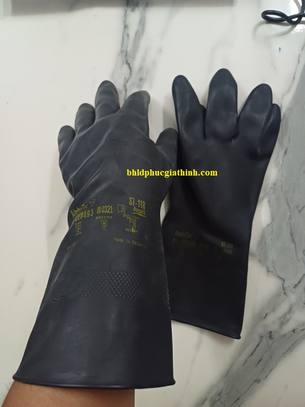 Găng tay chống Axit H2SO4 96% và chống hoá chất Ansell Alphatec 87-118