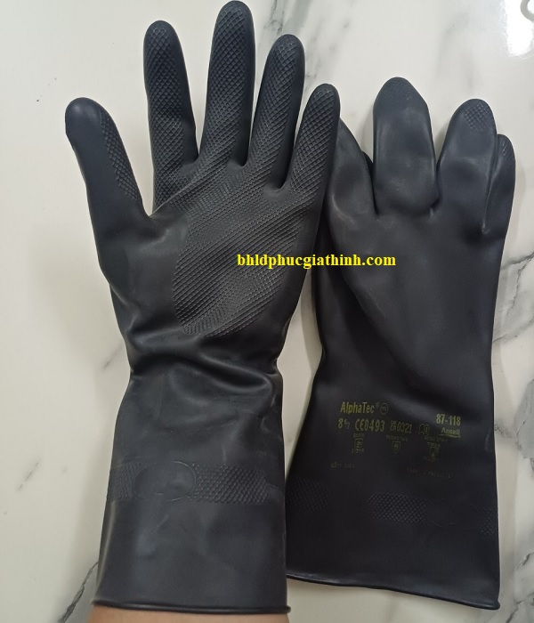 Găng tay chống Axit H2SO4 96% và chống hoá chất Ansell Alphatec 87-118