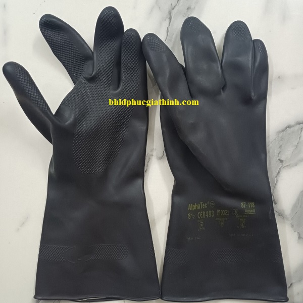 Găng tay chống Axit H2SO4 96% và chống hoá chất Ansell Alphatec 87-118