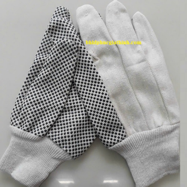 Găng tay Cotton phủ hạt nhựa Polkadot 10oz
