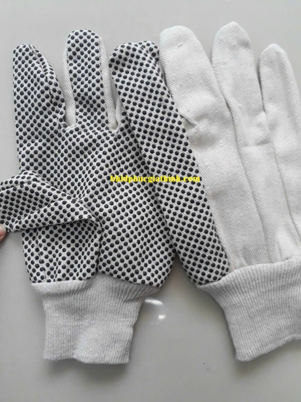 Găng tay Cotton phủ hạt nhựa Polkadot 10oz