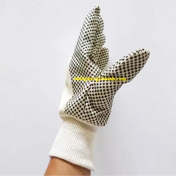 Găng tay Cotton phủ hạt nhựa Polkadot 10oz