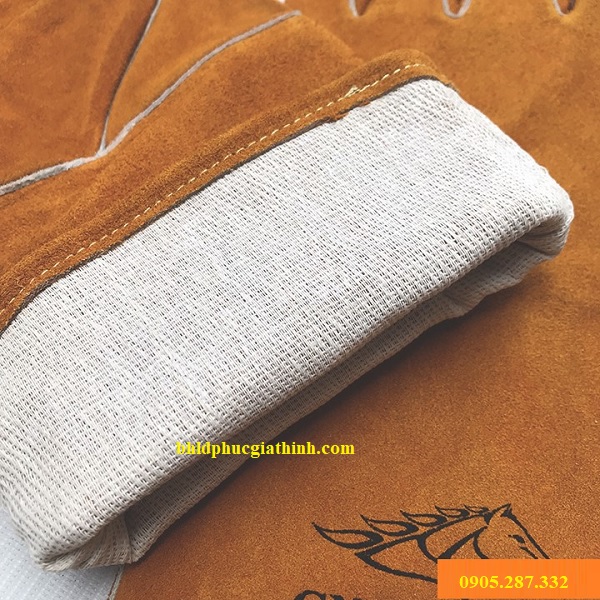 Găng tay da hàn 2 lớp màu vàng GNC Safety 16inch chống cháy chịu nhiệ