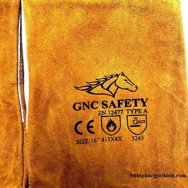 Găng tay da hàn 2 lớp màu vàng GNC Safety 16inch chống cháy chịu nhiệ