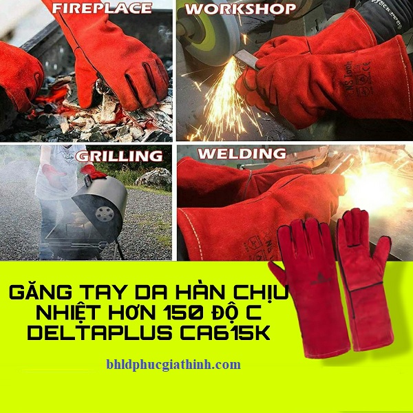 Găng tay da hàn chuyên dụng trong cơ khí Deltaplus CA615K