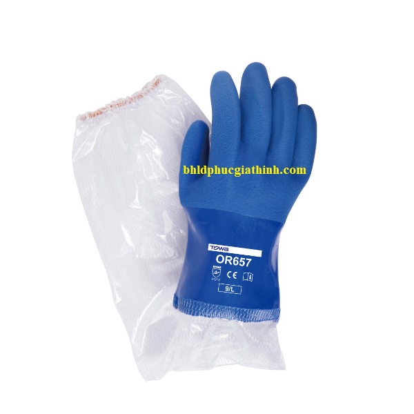 Găng tay PVC chống dầu và hoá chất Towa OR657 Nhật Bản dài 60cm