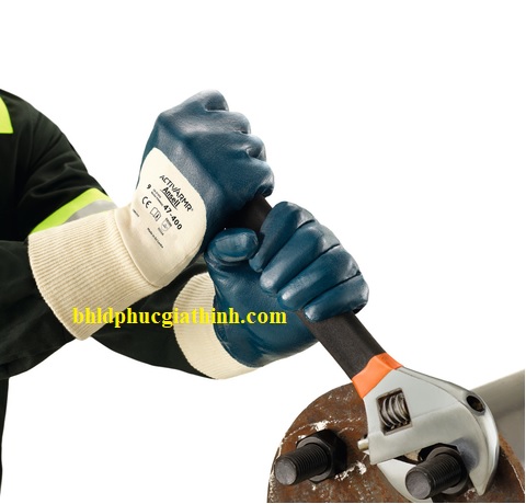 Găng tay sợi dệt kim nhúng Nitrile chống bám dầu Ansell ACTIVARMR HYLITE 47-400