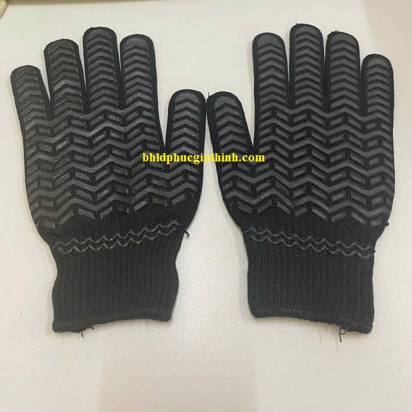 Găng tay sợi Poly phủ vân nhựa lòng bàn tay