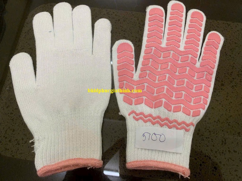 Găng tay sợi Poly phủ vân nhựa lòng bàn tay