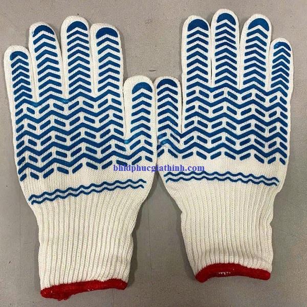 Găng tay sợi Poly phủ vân nhựa lòng bàn tay