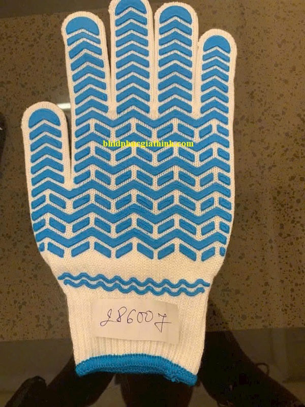 Găng tay sợi Poly phủ vân nhựa lòng bàn tay