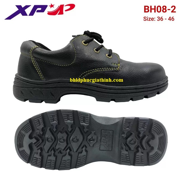 Giày bảo hộ đế đen chỉ vàng mũi sắt đế sắt XP BH08-2 giá rẻ