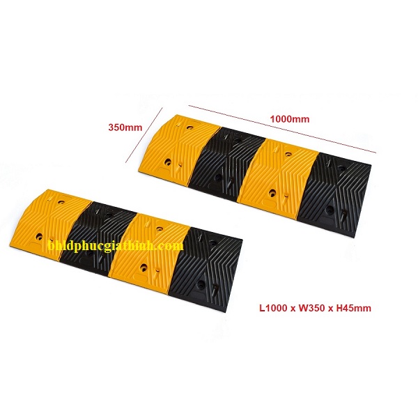 Gờ giảm tốc cao su có mắt mèo phản quang dài 100 (cm) x rộng 35 (cm) x cao 5 (cm)