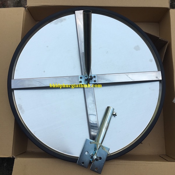 Gương cầu lồi mặt Inox 304 D490mm viền đen chuyên lắp trong nhà