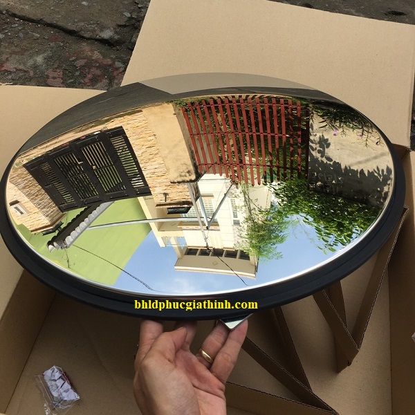 Gương cầu lồi mặt Inox 304 D490mm viền đen chuyên lắp trong nhà