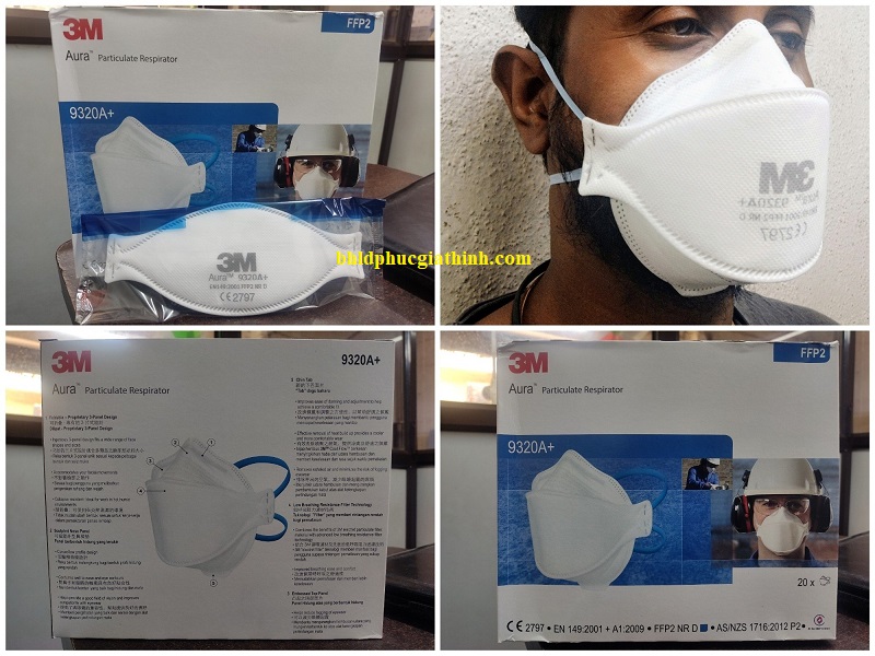 Khẩu trang cao cấp bảo hộ hô hấp 3M™ 9320+ tiêu chuẩn FFP2 dây đeo qua đầu