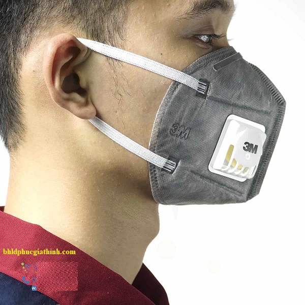 Khẩu trang than hoạt tính 3M 9541V KN95 có van thở đeo qua tai