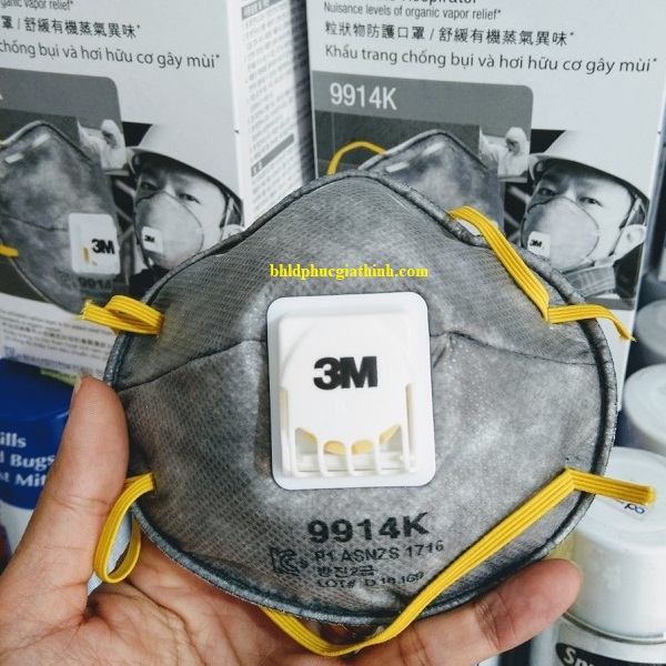 Khẩu trang than hoạt tính lọc hơi hữu cơ 3M™ 9914K có van thở