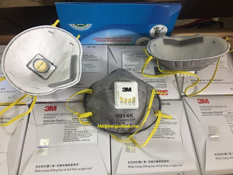 Khẩu trang than hoạt tính lọc hơi hữu cơ 3M™ 9914K có van thở