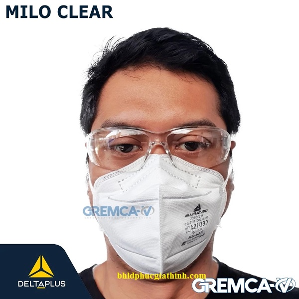 Kính bảo hộ chống hoá chất chống tia UV400 Delta Plus Milo Clear