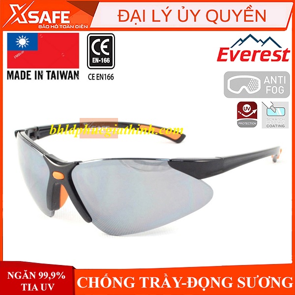 KÍNH BẢO HỘ EVEREST EV304 ĐEN TRONG TRÁNG SILVER