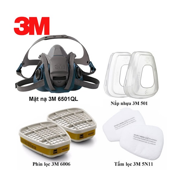 Mặt nạ phòng độc nữa mặt dùng 2 phin lọc 3M™ 6501QL chính hãng