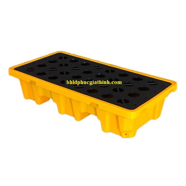 Pallet nhựa chống tràn dầu và hoá chất 2 phuy kích thước 1300x680x300mm
