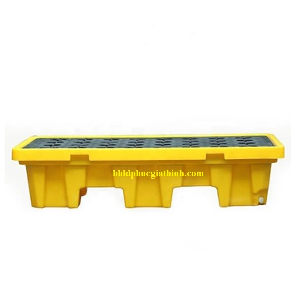 Pallet nhựa chống tràn dầu và hoá chất 2 phuy kích thước 1300x680x300mm