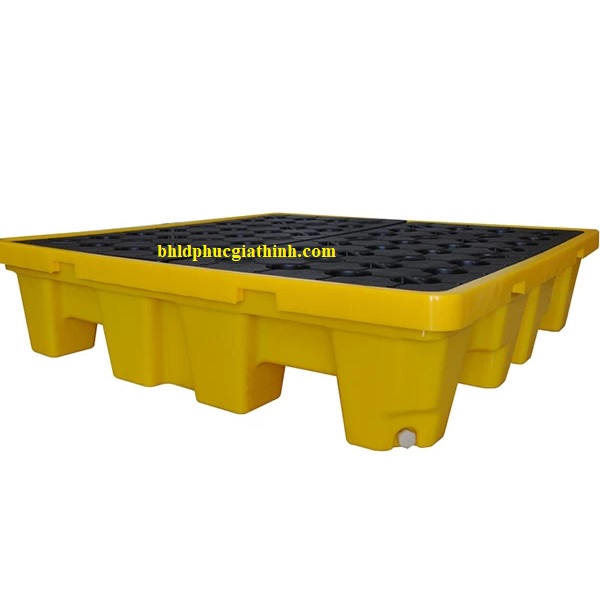 Pallet nhựa chống tràn dầu và hoá chất 4 phuy kích thước 1300x1300x300mm