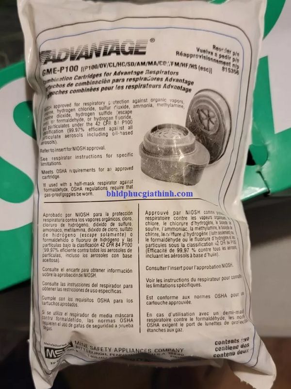 Phin lọc hơi hoá chất hỗn hợp MSA Advantage 815366 P100 chính hãng Mỹ