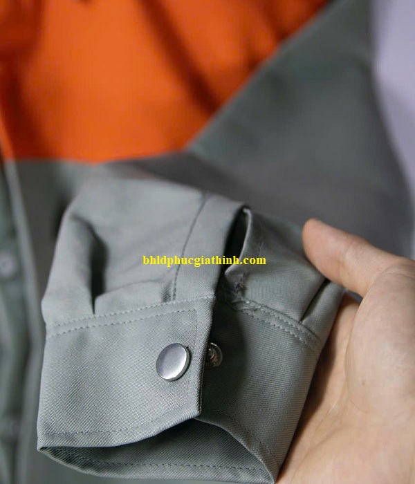 Quần áo bảo hộ đồng phục xám phối cam cho công nhân kỹ thuật