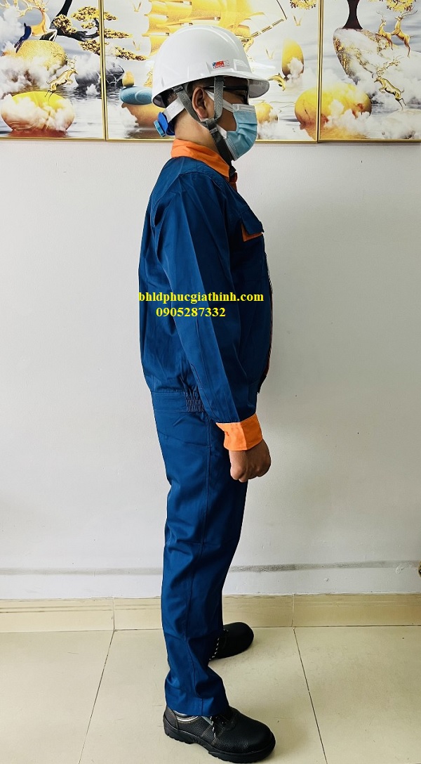 Quần áo bảo hộ phối màu Tinba vải Păngrim Hàn Quốc cho nhân viên bảo trì