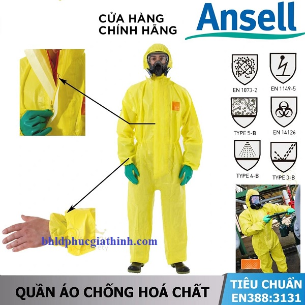 Quần áo vải laminate không dệt đa lớp chống hoá chất Ansell Alphatec 3000