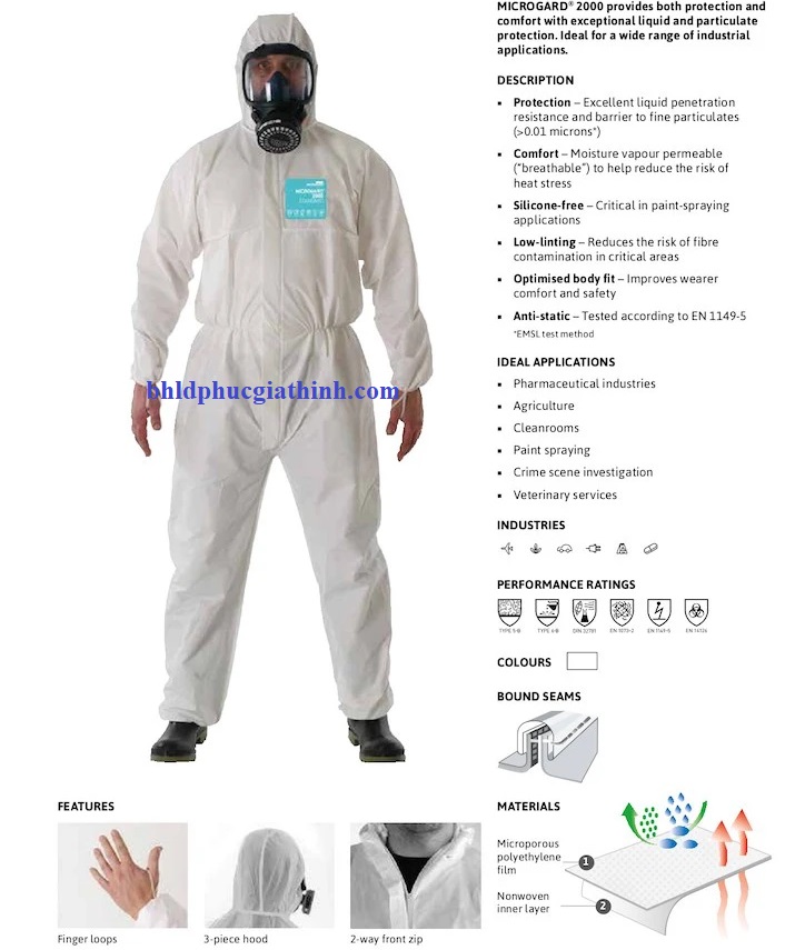 Quần áo chống hoá chất chuyên dụng Ansell Alphatec 2000