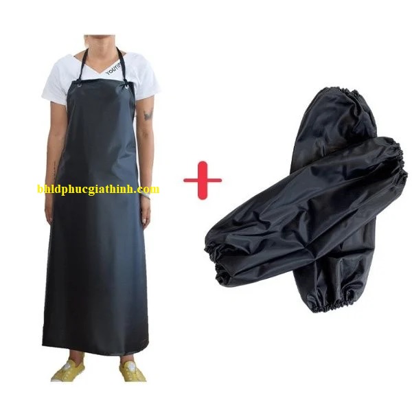Tạp dề PVC chống hoá chất chống dầu chống Axit màu đen kích thước 110cm*80cm