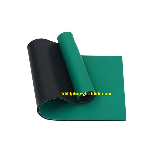 Thảm cao su 2 lớp chống tĩnh điện kích thước 1.2m x 10m x 2mm màu xanh