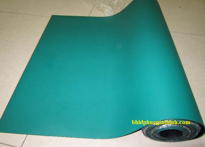 Thảm cao su 2 lớp chống tĩnh điện kích thước 1.2m x 10m x 2mm màu xanh