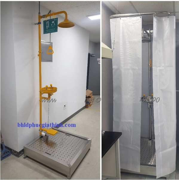 Thiết bị rửa mắt và tắm khẩn cấp Runwangda WJH0358A-1 chất liệu Inox 304 chống rỉ sét