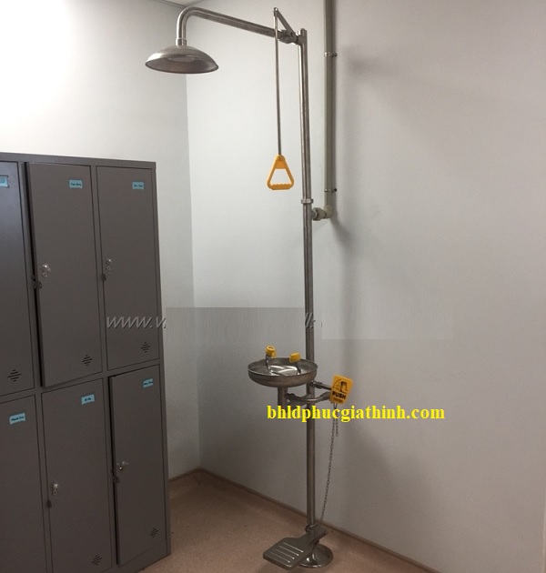 Thiết bị rửa mắt và tắm khẩn cấp Runwangda WJH0358A-1 chất liệu Inox 304 chống rỉ sét