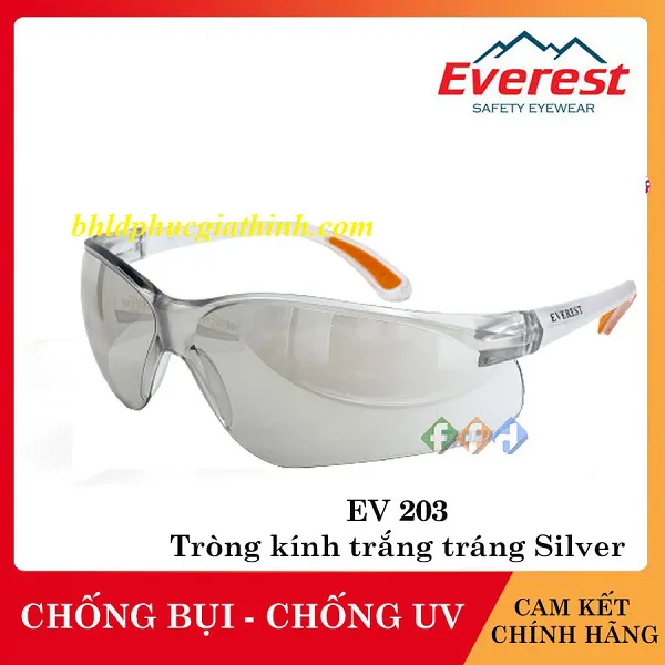KÍNH BẢO HỘ EVEREST EV203 TRẮNG TRONG TRÁNG SILVER